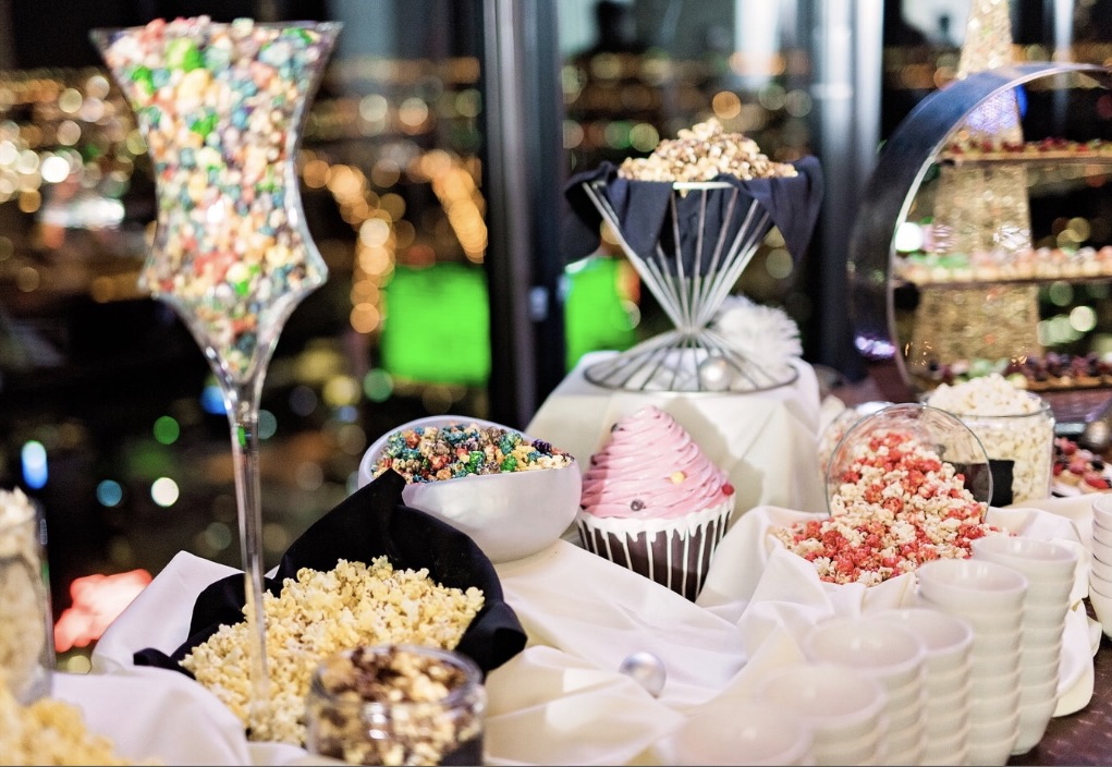 Holiday dessert station with hot cocoa bar